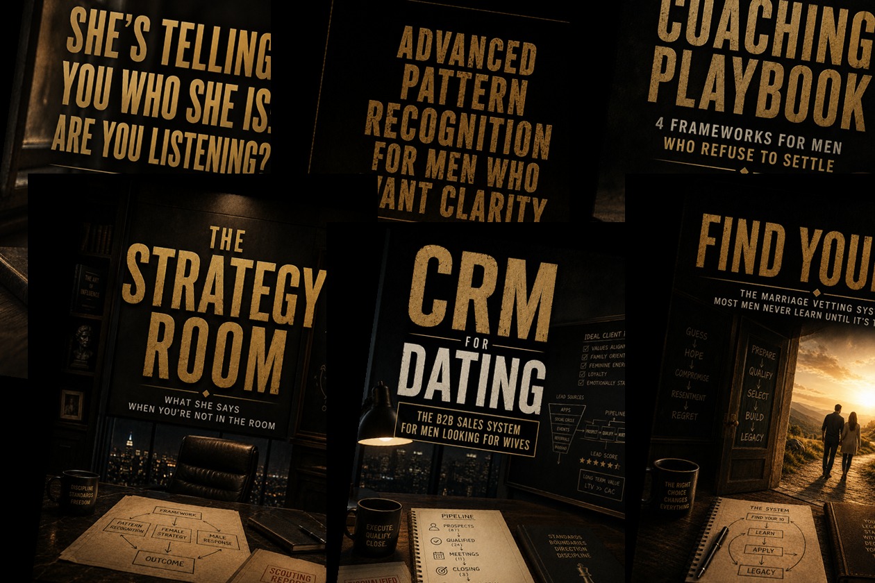 The six Clear-Eyed Man book covers laid out as a tilted spread cover art